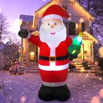 Vintoney 244 cm Christmas Inflatable Santa Claus Inflatable Rotating LED Light Garden Decoration Santa Inflatable Indoor and Outdoor Improved Santa Claus Christmas Decoration