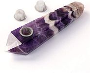 Quality Healing Amethyst Crystal Smoking Pipe - 2 Fitted Gauze Screens and Pipe Cleaner