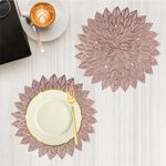 Kuber Industries Side Table Mats | Table Mat For Bedroom | Bed-Side Table Mat | Center Table Mat | Table Dining Mat | Table Runner Mat | Round Flower | 2 Piece Set | Copper