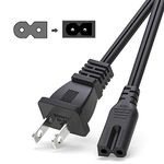 BICMICE 12Ft Extra Long 2 Prong Polarized Power Cord for Vizio-LED-TV Smart-HDTV E-M-Series Sound Bar 2 Slot Adapter-AC-Wall-Cable:IEC-60320 IEC320 C7 to NEMA 1-15P for Sharp Philips LED TV PS1 PS2