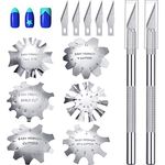 6 Pieces French Nail Trimmer Stainless Steel French Tip Cutters Smile Line Cutter Edge Manicure DIY Plate Module with 2 Handles French Tip Cutting Knife and 5 Spare Blades for Acrylic Nails (Silver)