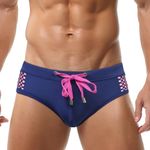 Panegy Men’s Striped Swimming Briefs with Pad Beach Bikini Sexy Metallic Swimwear XL