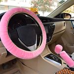 Fluffy Velvet Steering Wheel Cover Warm Plush Car Steering Wheel Cover Wrap Anti-Slip Universal Auto Steering Wheel Cover Protector Stretchable Car Accessory Decoration For Women Men