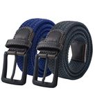 maikun Belt,Belts for Men, Elastic Belt for Men, Braided Elastic Belt,Stretch Woven Belt Length 51",Black+Blue