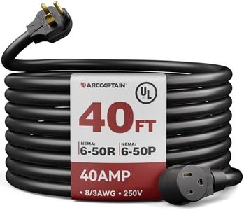 ARCCAPTAIN 40Amp 40ft Welder Extension Cord 8 AWG [UL Listed], 250V NEMA 6-50 Heat-Resistant Welding Cord 3 Prong for MIG/TIG/MMA Welder, Plasma Cutter