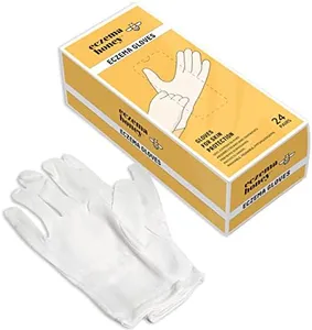 ECZEMA HONEY Premium 100% Cotton Gloves - Washable & Reusable Overnight Dry Hands Treatment - White Cotton Gloves for Eczema (24 Pairs)