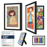 Ciscle Kids Art Frames, 2 Pack A4 Fillable Front Opening Photo Frames, Display Frames for Kids Artwork for 150 Pictures, Ideal for Children's Drawings, Kids Art Projects, School, Home or Office(Black)