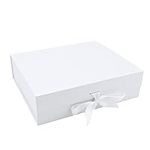 Luxury Premium Gift Boxes,Magnetic Present Boxes with Lids Rectangle Presentation Box with Ribbon Gift Packaging Decorative Box Magnetic Gift Box for Birthday Wedding (31.5 x 26 x 9, White)