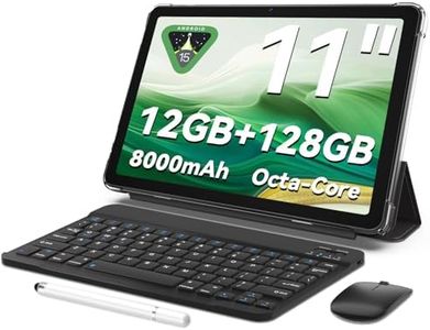 KELANYIS Tablet 11 inch Android 15 Tablets | Octa-core | 12GB RAM+128GB ROM | 8000mAh Tablet with Keyboard | Mouse | Case | Dual Band WiFi | BT 5.0 | GPS | 13 MP Dual Camera (Black)