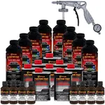 Custom Coat Dakota Brown 2 Gallon (8 Quart) Urethane Spray-On Truck Bed Liner Kit with Spray Gun and Regulator - Easy Mixing, Shake, Shoot - Textured Protective Coating, Prevent Rust - Car, Auto