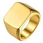 GOLDCHIC JEWELRY Gold Signet Rings For Teenage boys, Stainless Steel Pinky Ring For Rapper Size N½