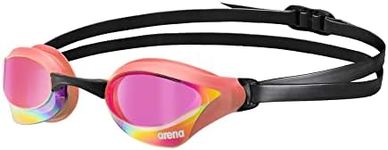 ARENA Unisex Cobra Core Swipe Anti-Fog Racing Swim Goggles for Men and Women Polycarbonate Mirror Lens, Violet/Coral