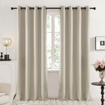 Deconovo Bedroom Blackout Curtains 84 Inch Long, Living Room Darkening Curtains 2 Panels and Darpes, Light Beige, 52W x 84L Inch, Window Thermal Curtains for Kids Nursery