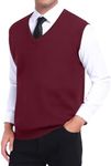 Netsmile Men’s Sleeveless Sweater V Neck Lightweight Vest Slim Fit Casual Pullover Sweater, Vest-wine Red, X-Large