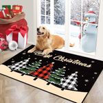 Vaukki Indoor Doormat, Non Slip Mud Trapper, Low-Profile Inside Floor Mats, Christmas Soft Washable Carpet for Entryway (Christmas Tree)