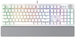 Fantech MK853 Gaming Mechanical Keyboard 104 Keys USB Wired RGB Backlight with Multi-Function Scroll with Ergonomic Wrist Pad for Mac, Windows PC Computer Laptop (White Color-Blue Switch)