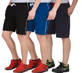 CHECKERSBAY Men's Cotton Shorts(3S-00-BLRBNA Black,Royal Blue,Navy) Pack of 3 (Small)