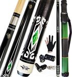 Tai ba cues 2-Piece Pool cue Stick + Hard Case, 13mm Tip, 58", Hardwood Canadian Maple Professional Billiard Pool Cue Stick 18,19,20,21,22 Oz Pool Stick (Selectable)-Blue, Black, Red, Gray, Green