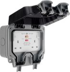 BG Electrical WP22RCD-01 Double Weatherproof Outdoor Switched Power Socket with Latching RCD, IP66 Rated, 13 Amp