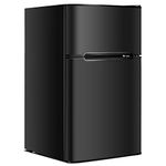 KOTEK Mini Fridge with Freezer, 3.2 Cu.Ft Compact Refrigerator with Reversible 2 Doors, 7 Level Adjustable Thermostat & Removable Shelves, Small Refrigerator for Bedroom/Office/Dorm/Apartment (Black)