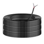 50M/164ft 12V Low Voltage Wire, Outdoor Landscape Lighting Cable, 2 * 0.3mm² Conductor Extension Cable, 22AWG Electrical Cord Red & Black Tinned Copper Hookup Wire Kit, 2 Core with Black Reel Package