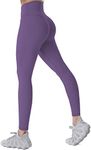 Sunzel Workout Leggings for Women, High Waisted Tummy Control Yoga Pants for Workout Gym Running 28" Inseam, Purple, Medium