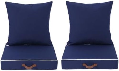 Enipate Outdoor Deep Seat Cushion Set of 2, Weather Resistant Patio Furniture Cushions with Zipper and Handle, 24 x 24 x 5 inch Outdoor Wicker Chair Cushions for Patio,Yard,Garden