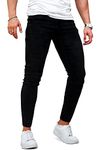 GINGTTO Men's Skinny Jeans Stretch Slim Fit Denim Jeans, Black, 40W x 28L