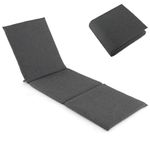 COSTWAY Tri-Fold Sun Lounger Cushion, 182x59cm Garden Recliner Cushion Chaise Sunlounger Replacement Pad, Foldable Thick Sunbed Mattress Patio Chair Cushion Pad for Indoor Outdoor Use (Dark Grey)