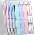 Four Candies Pastel Mechanical Pencil Set - 3PCS 0.7mm Mechanical Pencils with 360PCS HB Lead Refills, 3PCS Erasers & 9PCS Eraser Refills, Cute Colored Mechanical Pencils for Drawing & Writing