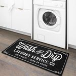 KOZYFLY Laundry Room Rug Runner 20"x31" Non Slip Laundry Rug Kitchen Rugs Washable Laundry Room Mat Waterproof Mudroom Floor Carpet Runner Farmhouse Laundry Room Decor, Black, Wash and Dry