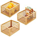 mDesign Kitchen Storage Boxes Made of Bamboo – Eco-Friendly Wooden Storage Boxes for Cupboards, Shelves or Worktops – Versatile Kitchen Storage – Set of 3 – Natural