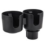 JSCARLIFE Dual Cup Holder Expander for Car, 2 in 1 Multifunctional Large Car Cup Holder Expander Adapter with Adjustable Base, All Purpose Car Cup Holder for Bottles Cups Drinks Snack Organizer