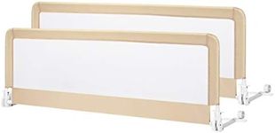 Costzon Double Sided Bed Rail Guard, 2 Pack, Extra Long Swing Down Safety Guard w/ Straps, Folding Baby Bedrail for Kids Twin Double Full Queen King Mattress, Beige,59 Inch