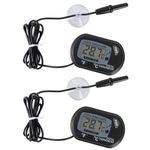 Aquarium Thermometer, Digital LCD Thermometer Fish Tank Temperature Gauge with Probe Suction Cup for Terrarium Reptile Habitat Water Temperature Test 2PCS