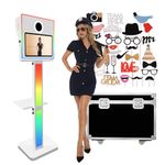 Portable DSLR Photo Booth Machine All-in-one Selfie Photobooth, 15.6inch Touch Screen, Instant Printing or Sharing for Wedding Party (White + Photo Booth)