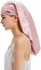 LilySilk Mulberry Silk Sleep Cap 100% 19 Momme Long Silk Bonnet for Curly Hair, Night Cap for Sleeping, Silk Hair Wrap for Women Rosy Pink