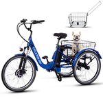 LuxeVélo Electric Tricycle for Adults Electric Trike with 48V 13Ah Removable Battery 3 Wheel Electric Bike LCD Display Front Suspension Dual Disc Brakes 7-Speed Tricycle with Large Capacity Basket