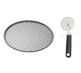 MasterClass Pizza Cutter Wheel and Pizza Tray for Oven Set (2 Pieces)