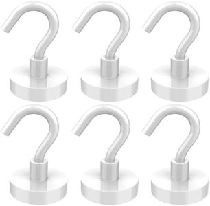 Lictin 6 pzas Ganchos magnéticos Neodimio Ultra fuertes 32mm Diámetro 38KG 83LBS de Fuerza de Atracción Imán Potente(Blanco)
