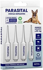 PARASITAL® Pipetas Antiparasitarias para Perros Grandes de más de 15 kg- Pack de 4 x6ml de Zotal - Activo contra Mosquitos, Pulgas y Garrapatas - Repelente 100% Natural