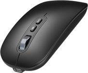 PINKCAT Wireless Mouse Bluetooth, Rechargeable Bluetooth Silent Wirless Mice, Slim Portable Computer Mice for Laptop, Tablet, iPad, MacBook Pro/Air, Mac OS, Windows (Black)