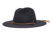 BRIXTON Men's Field Wide Brim Felt Fedora Hat, Black, Large