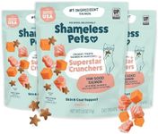 SHAMELESS PETS Cat Treats - Crunchy Treats for Cats with Coat & Digestive Support, Sustainable Upcycled Natural Ingredients & Real Meat, Low Calorie Healthy Feline Food - Yam Good Salmon, 3-Pk