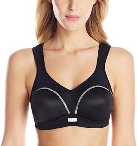Wonderbra Womens High Impact Wire-free Sports Bra, Black, 36DD US