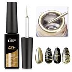 Mirror Gold Chrome Gel Nail Polish Liner Metallic Effect Nail Gel Polish Nail Liner Painted Gel Polish Thin Brush For Chrome Nail Soak Off UV/LED