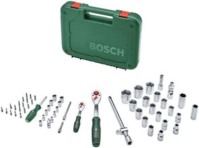 Bosch 1/4" + 1/2" Ratchet Set 57-Piece High Torque, Ergonomic Design & Versatile Tools for DIY Tasks at Home, with Sockets, Extensions & Bits