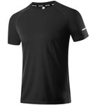 Men's Pack of 1 Workout Running Shirts Dry Fit Crew Neck T Shirts Athletic Gym Fitness Mesh Short Sleeve Tee Top Black-L