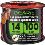 GEARit 2x2.5mm² Speaker Cable 30.48m/100ft, 14AWG Twin Core Speaker Wire with Polarity Markings, Ultra Flexible CCA Audio Cable for In-Wall Home Cinema, Car Audio Stereo, HiFi Surround Sound - Black