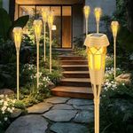Evelynsun Solar Flickering Flame Torch Lights 8Pack - IP65 Waterproof Dusk to Dawn Auto On/Off, Outdoor Decorative Lights for Garden Yard
